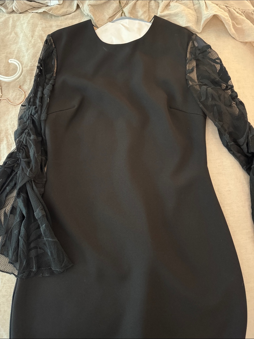KEEPSAKE the Label Black A-Line Dress with Sheer Floral Long Sleeves - Picture 4 of 4